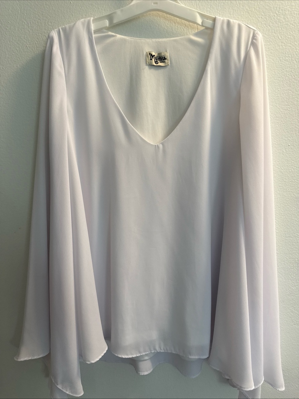 Show Me Your MuMu White V-Neck Flowy Chiffon Blouse